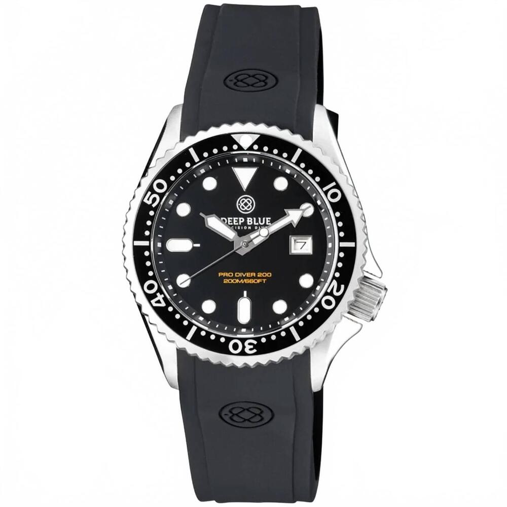 NEW DEEP BLUE DIVE WATCHES men's 41mm pro sea diver 200 quartz silicone strap wa